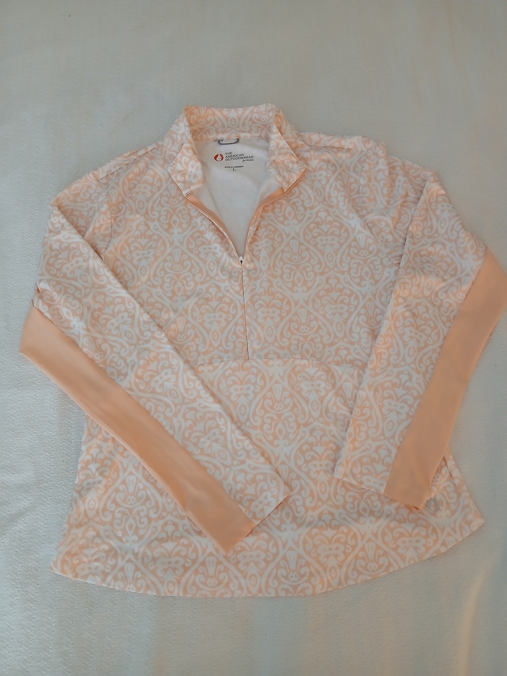 Women’s Performance Pullover Partial Zip Up Top - Peach Pattern